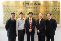 Professor Kenneth Young, Master of the College (middle) with Principal Mr Lung Tak Yee (right 2), Vice-principal Mr Lai Siu Ki (right 1)and teachers of Po Leung Kuk CW Chu College